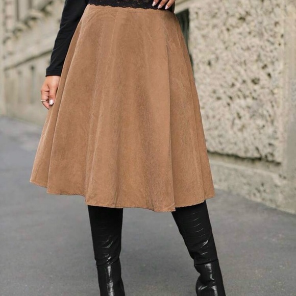 unbranded Dresses & Skirts - Versatile A-Line Midi Skirt in Camel Brown